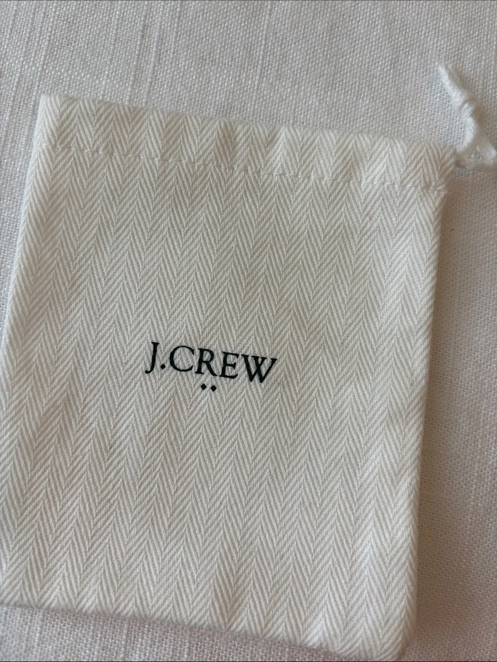 J. Crew Jewelry Travel Cream Herringbone Drawstring Pouch NEW